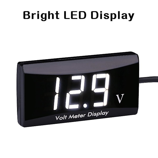 Dc 12v Bil Digital Voltmeter Mätare - Aimilar Led Display Spänning Voltmätare För Bil Motorcykel (vit)