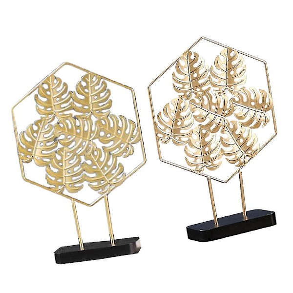 2-pack Nordisk stil lyxiga guldmetallprydnader bladmönster sköldpadds blad