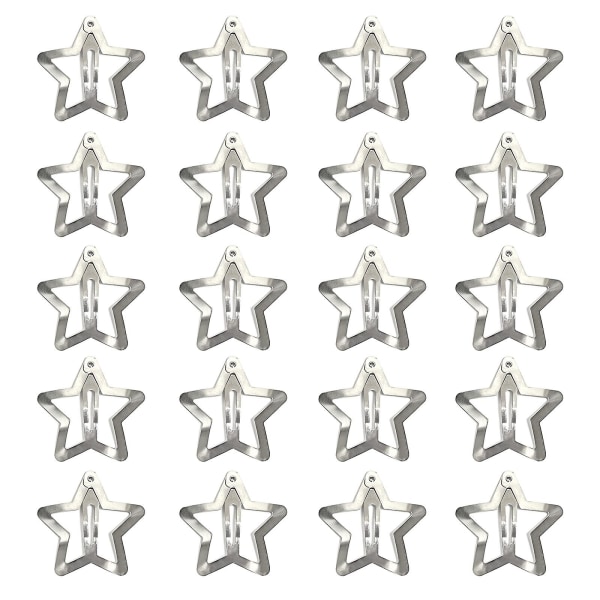 20 PCS Star Hair Clips Snap Star Hair Accessories Non Slip Star Clips for Girls Women Y2K Accessories Silver Metal Hair Clips