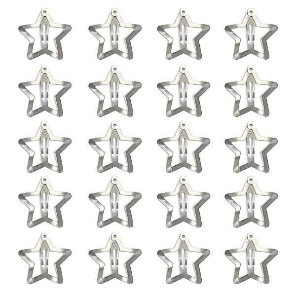 20 ST Star Hårklämmor Snap Star Håraccessoarer Halkfria Star Clips för tjejer Kvinnor Y2K Accessoarer Silver Metall Hårklämmor