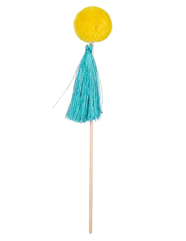 6 Träpompoms i träfärg 16 cm