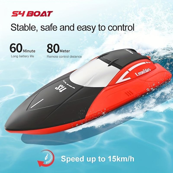 Fjernkontroll hurtigbåt Stor fjernkontrollbåt Høyhastighets skipsmodell Elektrisk Dragnet Yacht Toy Boat（rød）