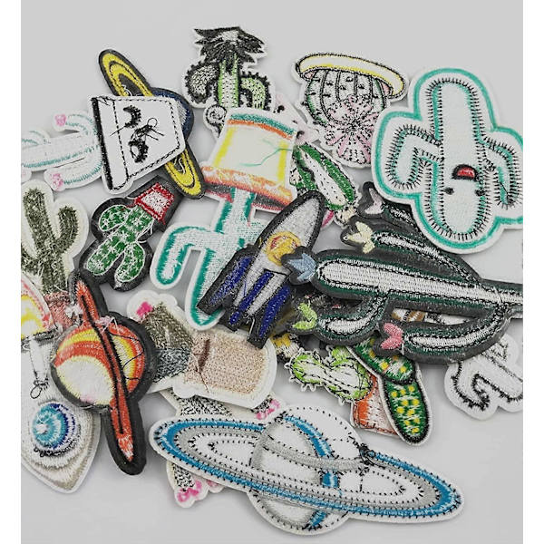 20 st Assorterade Järn Broderi Patches Kaktus Set, Broderi Applikation Sy för Jackor Klänning Hatt Väst Jeans Ryggsäckar Kläder, Dekoration Applikation