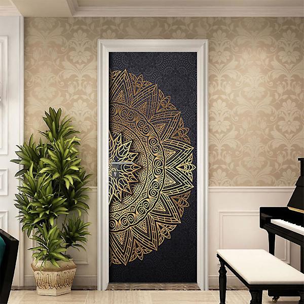 Vinyyli-oven tarra, kuori ja liimaa irrotettava jääkaapin kääre tarra, jalo mandala, 88*200cm, 2-in-1