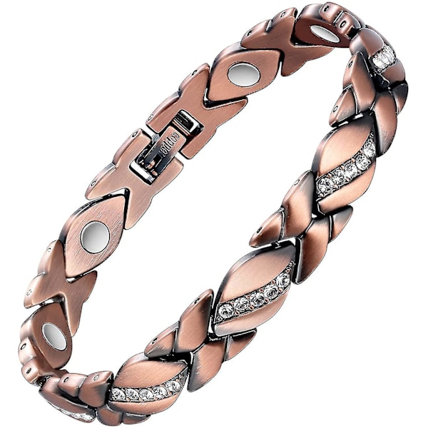 Kopparmagnetiska armband för kvinnor Artrit Smärta Ref~3500 Gauss Magnetarmband~effektiv terapi för RSI & Karpaltunnelsyndrom~100% Rent Koppar Kristall