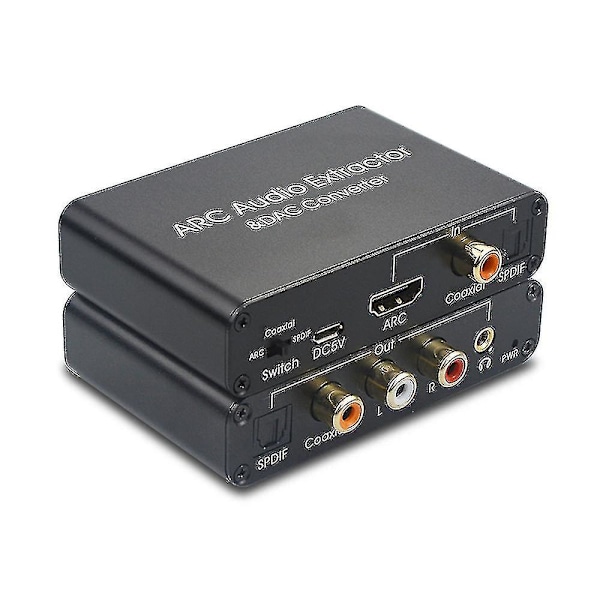 2024 T 2024 T 192kHz Arc Audio Adapter - HD Audio Extractor Digital til Analog Audio Converter DAC SPDIF Koaksial RCA 3.5mm Jack Output