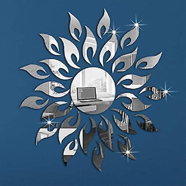 Auringonkukkapeiliseinätarra, pyöreä akryyli DIY itseliimautuva seinätaidetarra Miroir Mural -kodin sisustus olohuoneeseen, makuuhuoneeseen
