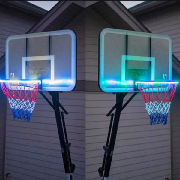 Lys opp Led Basketball Hoop Rim Light Basket Solenergi Fargeskiftende induksjonslampe Uteleker