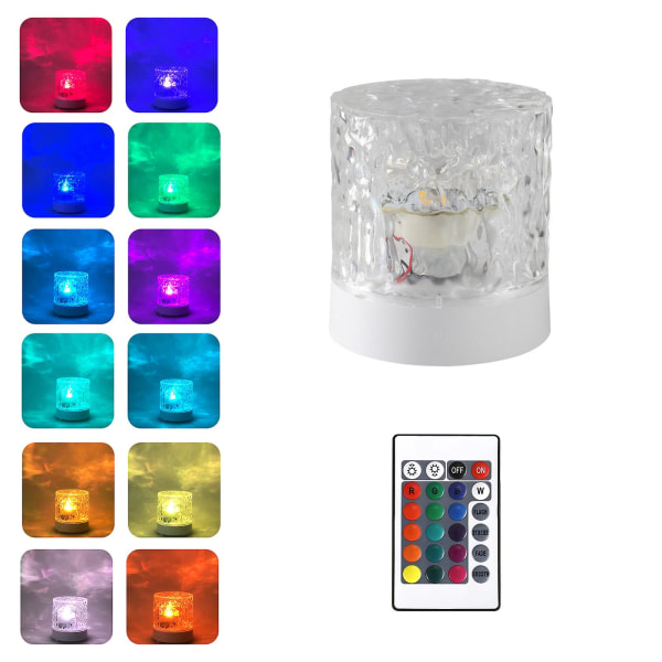 Vatten Ripple Trefärgad sovrumsljus och skugga Bordslampa Roterande vattenmönsterlampa Nattljus（Transparens）
