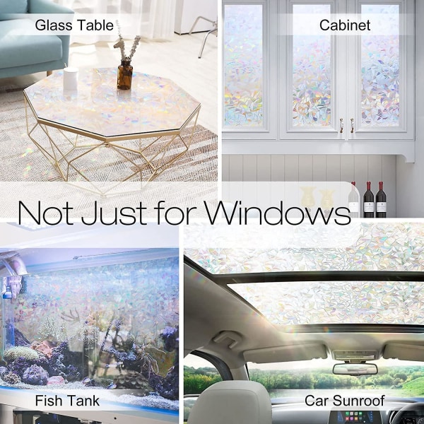 WABJTAM 3D koristeellinen ikkunavinyyli, lasimaalaustarrat, staattinen kiinnittymätön ikkunatarra, 17,5 x 78,7 tuumaa