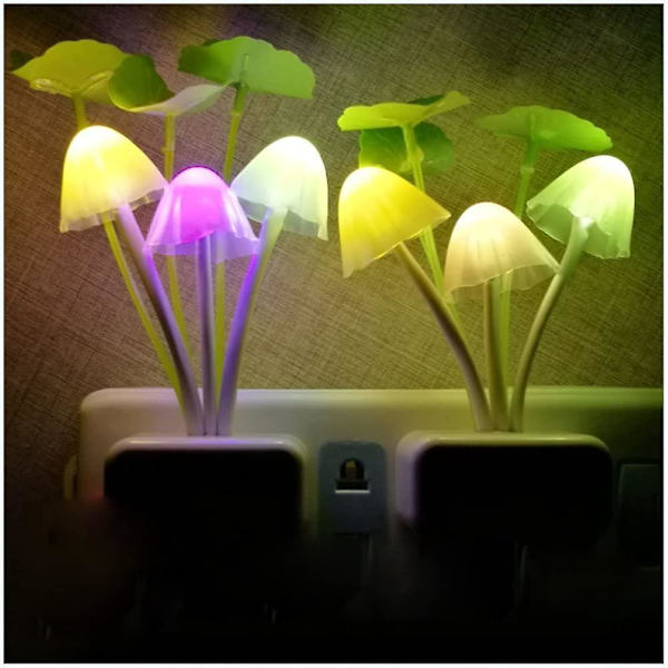 2-pack LED-sensor nattlampa, vägglampor med färgväxling, svampnattlampor för barn och vuxna, strumppresent, födelsedagspresent, söt nattlampa