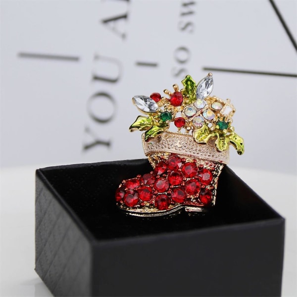1 st jul kristall strass julstövlar brosch pin