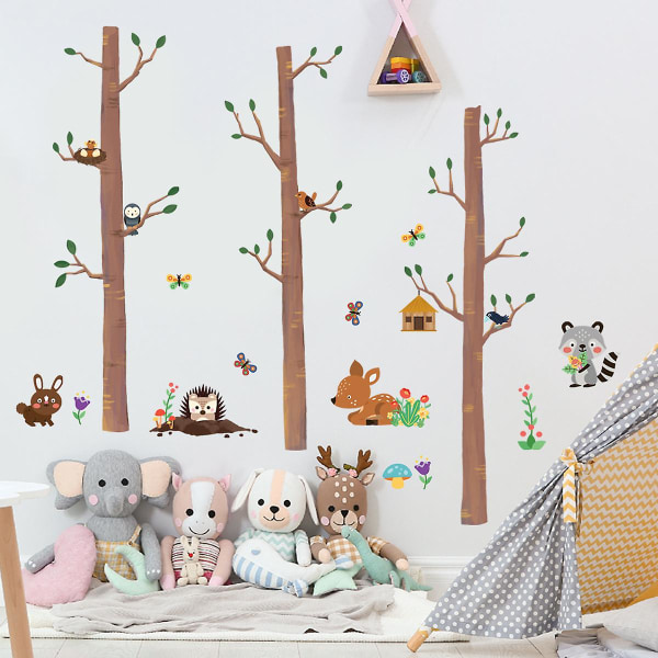 1SET Puu- ja metsäeläin seinätarra Seinätarra Baby päiväkoti Lapset Makuuhuoneen olohuoneen seinäkoristelu