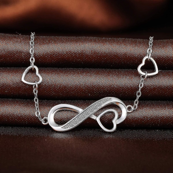 Kvinners Infinity Infinity Symbol Hjertearmbånd 925 Sterling Sølv kubikkgave