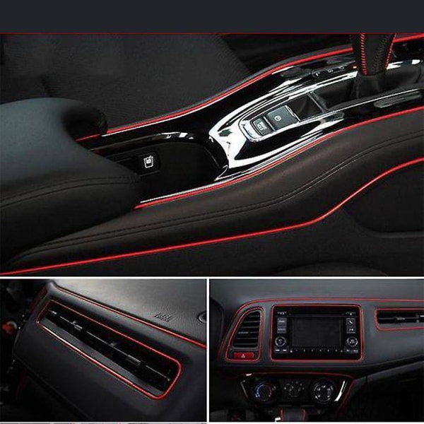 Bilformningsdekorationsflexibla remsor 5M Interiörautoformningar Bilöverdrag Trim Instrumentpanel Dörrkant i bilstyling Universal röd 1 st