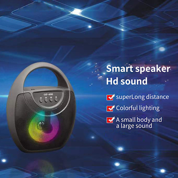 Trådlös Bluetooth-högtalare Hemma Skrivbordsljudsystem Utomhus Bärbar Hög Volym Subwoofer Färgglad Belysning Stödjer FM/USB/T-Flash-kort/LED/AUX-uppspelning