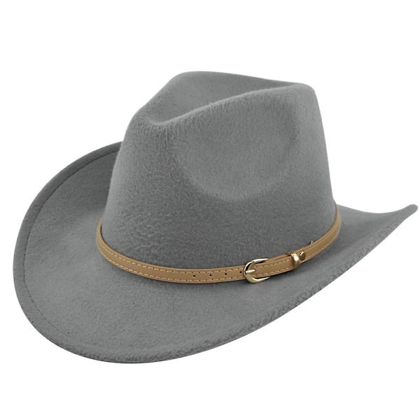 Filthatt Retro Imitert Saueskinn Cowboyhatt Belte Ullhatt Nasjonal Hette Retro Jazzhatt