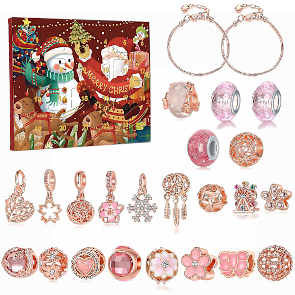 Julsmys Smycken Gåva Nedräkningskalender Advent DIY Armband Blind Box Roséguld