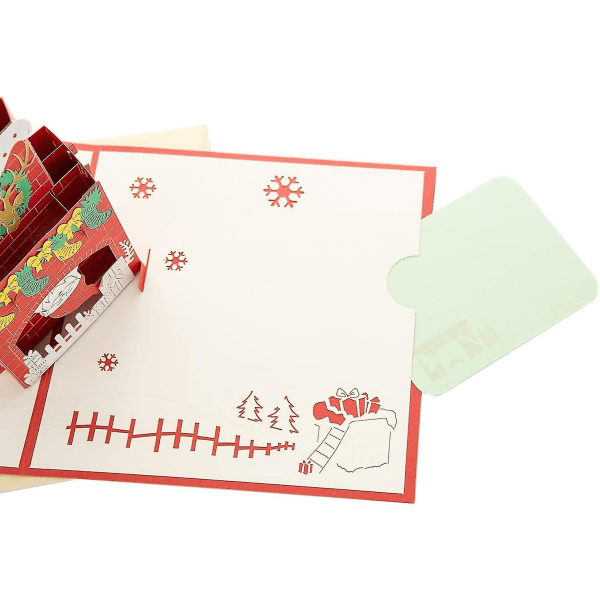 3D Pop Up -joulutervehdyskortti Hyvää joulukorttia 3D-taitettava joulukortti Joulukortit kirjekuorilla 3D-kortti Käsintehdyt lahjakortit Savupiippu S