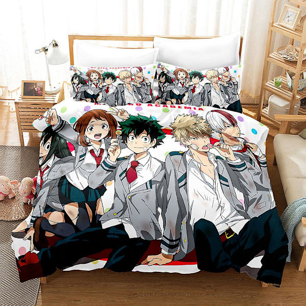 3D Digitaltryck Cartoon My Hero Academia Quilt Cover Pillowcase Sängkläder Tredelad Set YXX19 180*200cm -ZHENV（180*200cm）