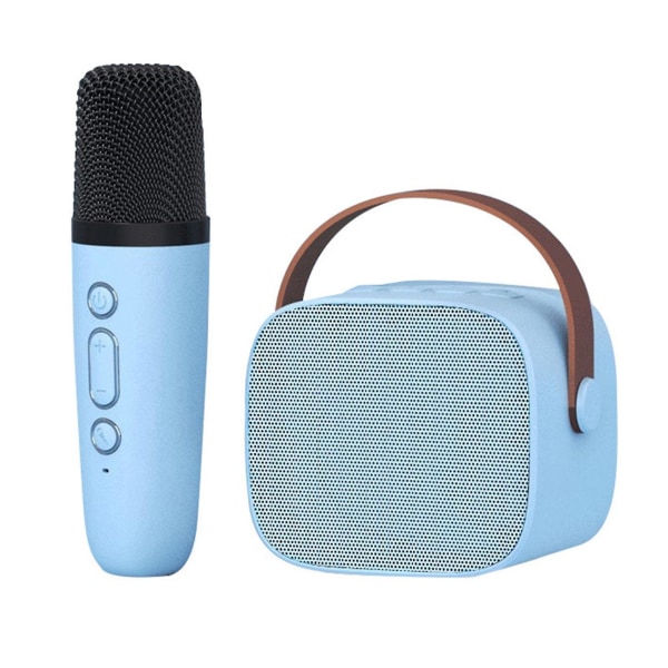 Bluetooth ljudmikrofon set kort sångmaskin utomhusskatt familj KTV trådlös mikrofon（Blå）