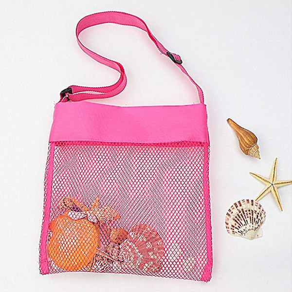 5 stk. farverige strandtasker i mesh - Åndbare skaldyr tasker med justerbare stropper - Gul, Pink, Lilla, Grøn, Blå (5 stk.) snngv