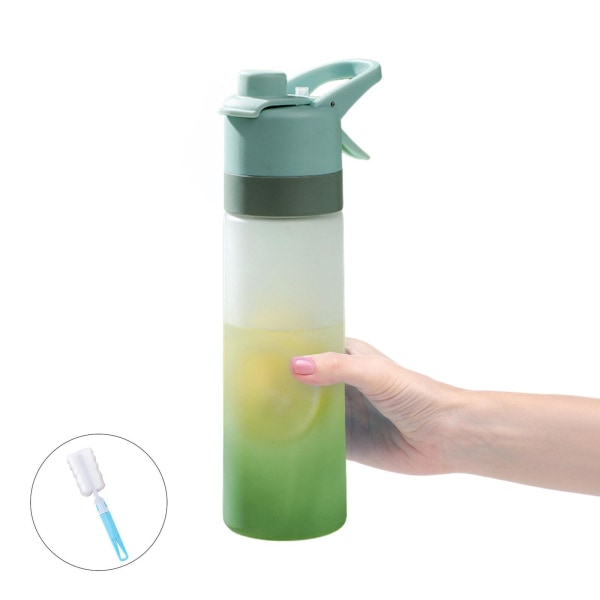 Bærbar sportsvannflaske med sugerør Cool Drinks Spray Cup Klatring Sykling（grønn）