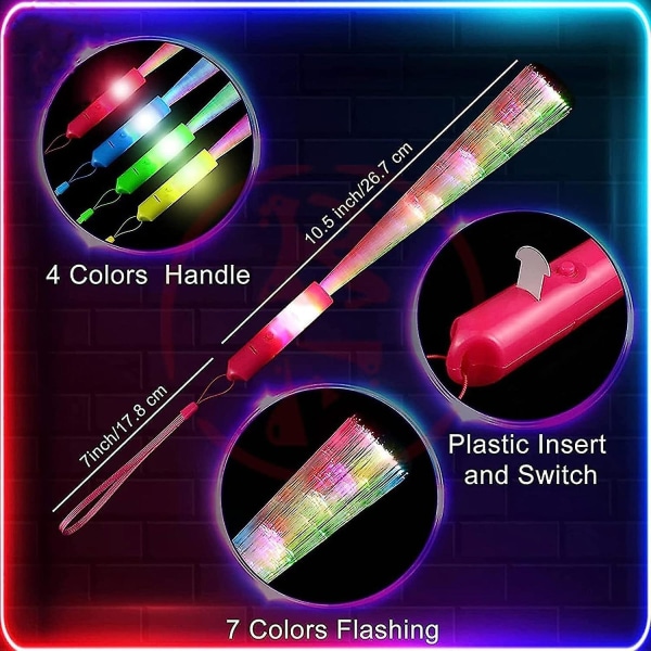 12 st Glow Sticks Led Light Stick Glasfiber Glow Sticks, 3 lägen färgblinkande, till jul, fest, konsertraves