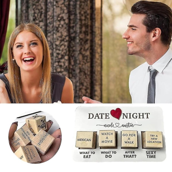 Date Night Terninger After Dark, Date Night Træterninger Romantisk spil for par, Sjove jubilæum Date Night Terninggave