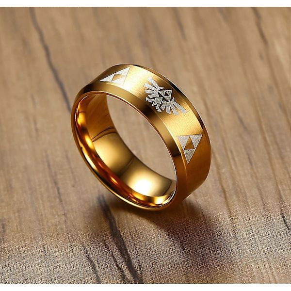 8mm The Legend of Zelda Triforce Ring, Mattpolerade Band i Rostfritt Stål - -