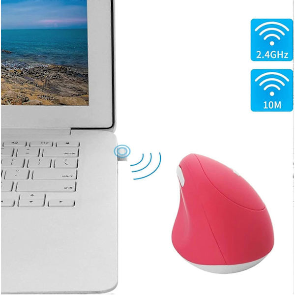 2.4G Trådlös Vertikal Mus, Ergonomisk Vertikal Optisk Mus Söt Mini Mus med Justerbar Känslighet (800/1200/1600 DPI), 6 Knappar för PC, Dator