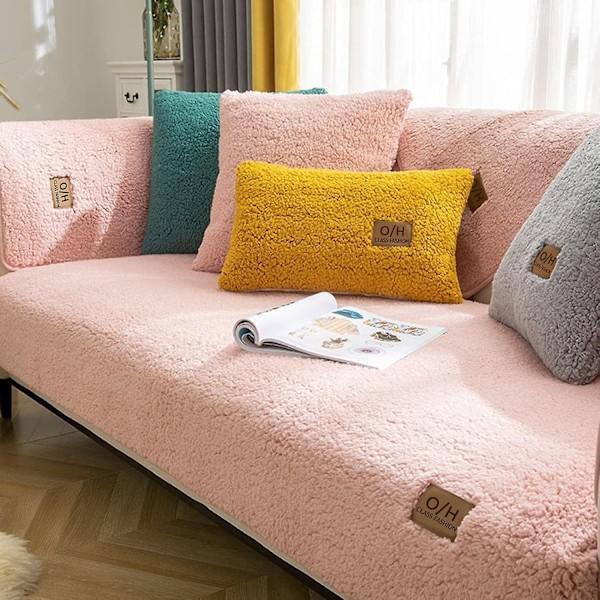 Hörnsofföverdrag Quiltat Sofföverdrag Med Armstöd Med Vänster/Höger Meridian - L-format Fläckskyddande Soffskydd (rosa, 110x160cm/rektangulär)