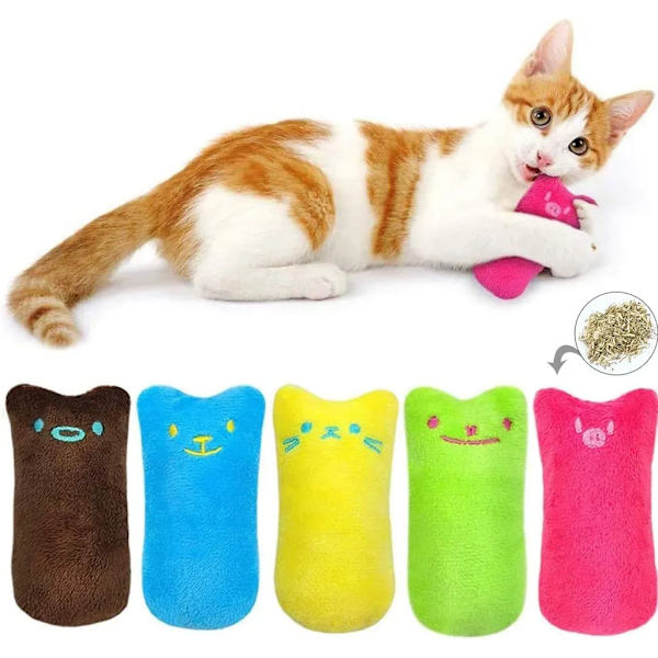 5-delad plyschleksak för katt med kattmynta i form av tumme