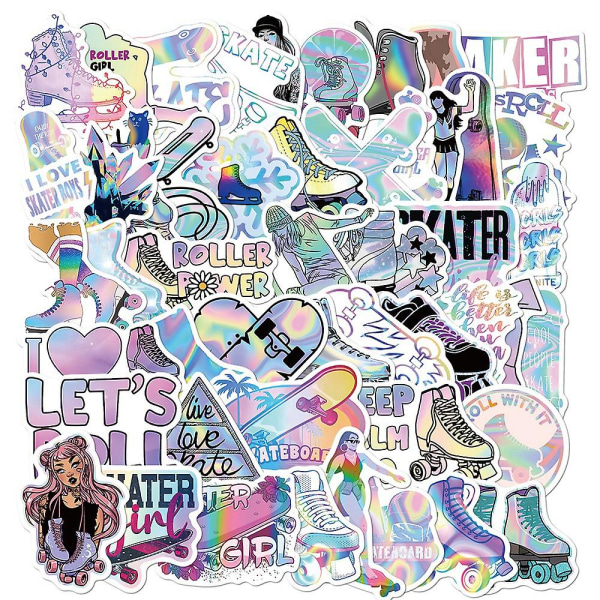 50 Cartoon Laser Skating Girls Stickers