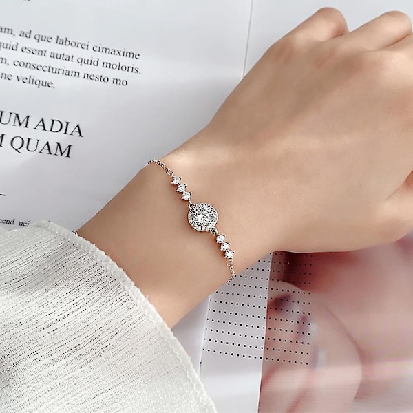 WABJTAMNy 925 sølvkjedeMoissanitt bryllupskjede armbånd for jenter klassisk smykker Gaver, turisme, selfie, gatefotografering Ny 925 sølvkjede