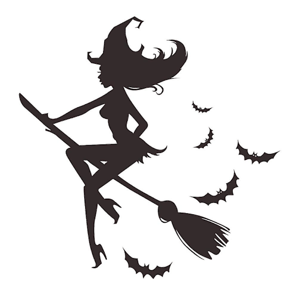 1 st Halloween Dekoration Bat Witch Wandaufkleber Schlafzimmer Wohnzimmer Sofa Hintergrund Dekoration (schwarz)