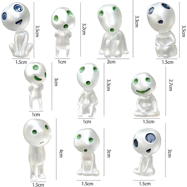 10 stycken Princess Mononoke figurer Mini trädgårdsdekoration för inomhus och utomhus uteplats hem