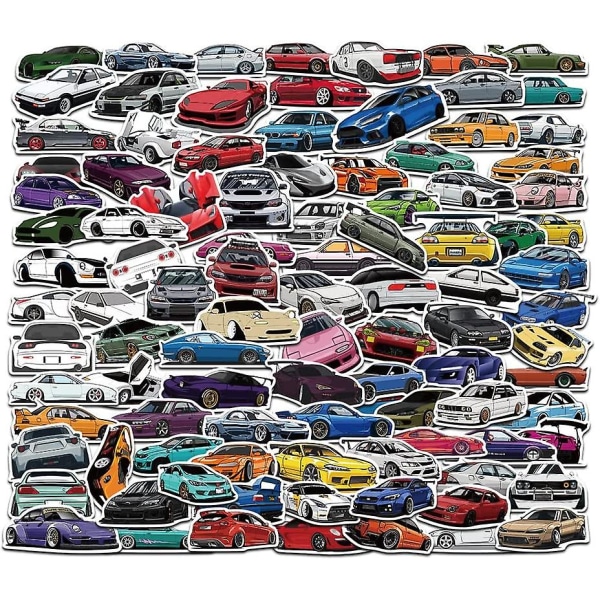 100 stk. JDM Racing-klistermærker til biler - Vandtætte klistermærker i vinyl til børn, bærbare computere, Hydroflask, vandflasker, børnehjelme, computerklistermærker til biler