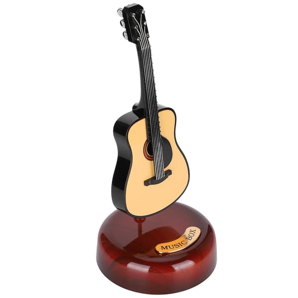 Mini gitarr roterande speldosa - Liten heminredning, musikinstrument prydnader, perfekt present