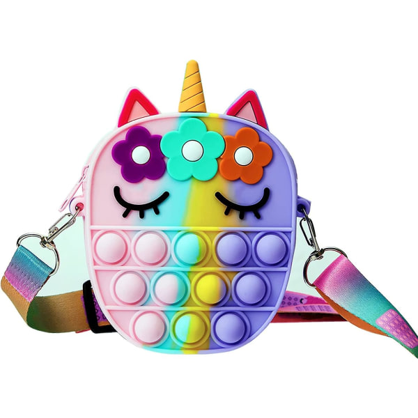 Pop Purse Fidget Toys Crossbody Handväska för Flickor, Push Bubble Sensory Axelväska, Fidget Pop Bubble Axelväska Silikon Push Bubble Väska Lindra S