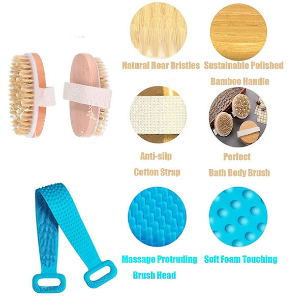 Silikonbadborste för kropp, Exfolierande Lång Silikonrygg Scrubber, Lätt att Rengöra, Skummar Bra, Miljövänlig, Långvarig, Bekväm Massage