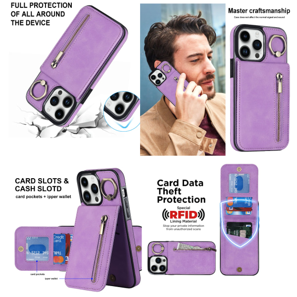 Gäller iphone12/ pro korthållare-mobiltelefon case Lila