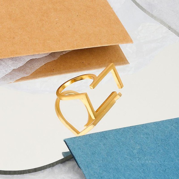 Unik rektangulær åpen båndring for kvinner jenter gullbelagt minimalistisk geometrisk statement justerbare utvidbare fingerringer (gull)