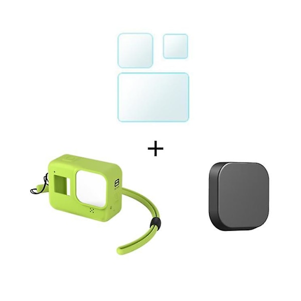 Silikonfodral för Gopro Hero 8 Black Härdat glas skärmskydd Skyddande film Objektivlock Fodral för Go Pro 8 Tillbehör（7）