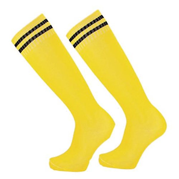 5 stk Fotballsokker Strømper Barneballsokker Fortykket håndklebunn Sport Lange sokker Pustende（gule）