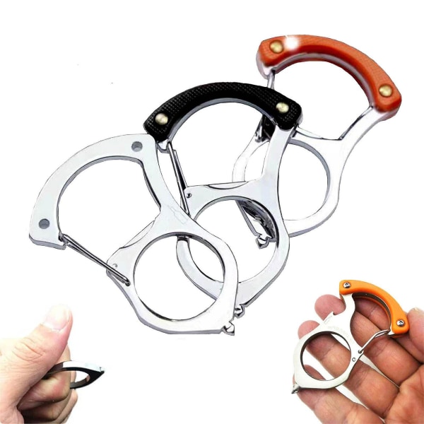 Multifunksjonell nøkkelring rustfritt stål nøkkelverktøy selvforsvar for menn kvinner（3stk，oransje）