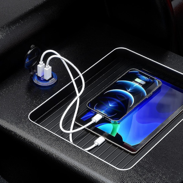 Metall 90w Dubbel Typ C Usb C Pd Snabb Billaddare Med Spänning/effekt Display