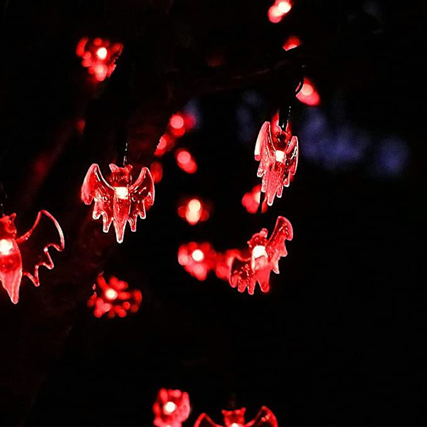 Halloween flaggermus lyslenke, 20 flaggermus LED-er vanntett Halloween dekorasjonslys, 8 moduser for innendørs/utendørs Halloween Thanksgiving julefest Gard