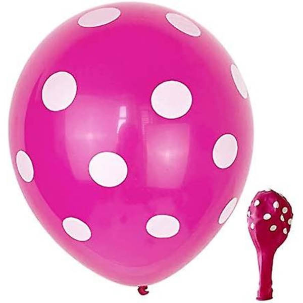 12 Tums Latex Ballonger i Blandade Färger med Polka Dot-Mönster - Födelsedagsfesttillbehör - Färgglada 100 st (Ljusrosa)