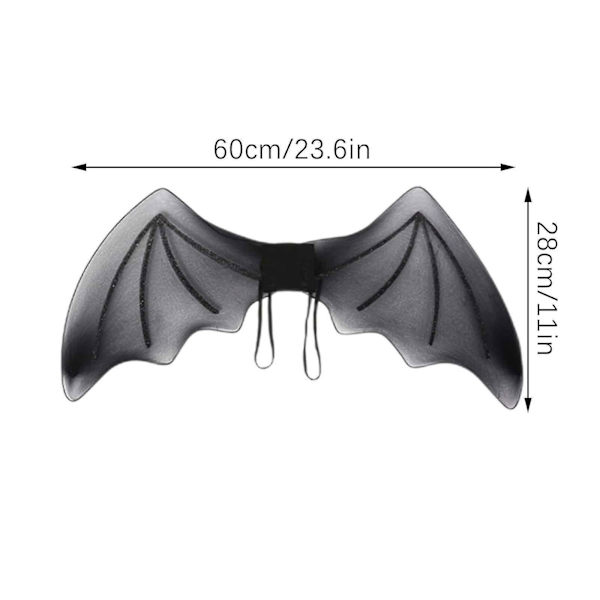 Ryggtrimvingar för barn, fjärilsvingar för föräldrar och barn, ryggsäck för fester som Halloween-dekorationer, Halloween-festföreställningsprylar, svart (röd)